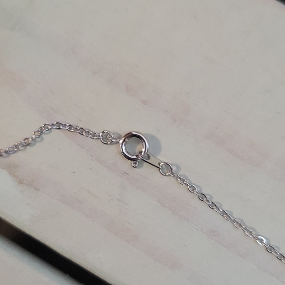 Silver Heart Pendant Necklace with Cubic Zirconia CZ 18 Inch Necklace - Picture 4 of 4